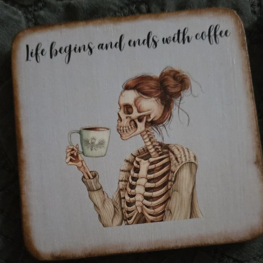 Skeleton Coffee Coasters Set - Picture 4 of 5